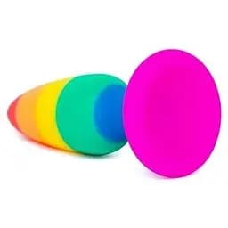 Силіконова анальна пробка Wooomy Hiperloo Silicone Rainbow Plug M діаметр 2.9 см довжина 11 см - мініатюра 2