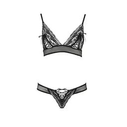 Комплект білизни Passion ERZA Set black L/XL - мініатюра 3
