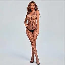 Стильний бодістокінг з металевими кільцями та вільним доступом S/M/L K000705