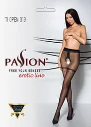 Колготки з відкритим доступом імітація панчох Passion Tiopen 019 black 1/2 (20 den) - мініатюра 5