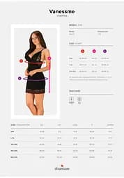 Комплект білизни Obsessive Vanessme L/XL (чорний) - мініатюра 7