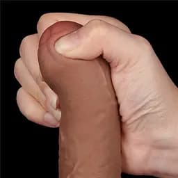 Фалоімітатор LoveToy Sliding-Skin Dual Layer Dong 7" 18.3 см коричневий - мініатюра 5