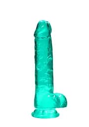 Фалоімітатор RealRock Crystal Clear 8" 21 см (зелений) - мініатюра 12