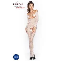 Бодістокінг Passion BS031 комбінезон з відкритими грудьми S/M/L white - мініатюра 2