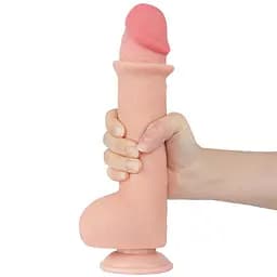 Фалоімітатор Sliding-Skin Dual Layer Dong 9.5'' 24 см тілесний - мініатюра 2