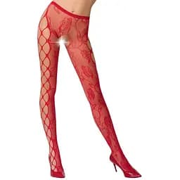 Эротические колготки-бодистокинг Passion S008 red ажурные колготки с вырезом и лампасами-сеткой S/M/L