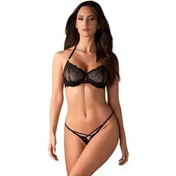 Комплект еротичної білизни Obsessive Iliosa 2XL/3XL (чорний)