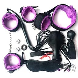 Комплект для BDSM игр на 10 предметов One Size фиолетовый
