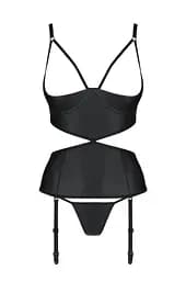 Корсет з відкритими грудьми Passion JANNIES CORSet L/XL black стрінги в наборі - мініатюра 3