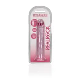 Фалоімітатор RealRock Crystal Clear, 22 см (рожевий) - мініатюра 7