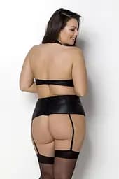 Комплект з екошкіри Passion Nancy Set black 6XL/7XL - мініатюра 2