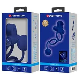 Віброкільце Pretty Love Vibration Penis Sleeve IV 20.3 см синій - мініатюра 5