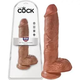 Фаллоимитатор King Cock With Balls 10" 25 см коричневый
