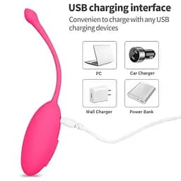 Віброяйце з масажними щетинками USB Рожевий K0494-1 - мініатюра 3