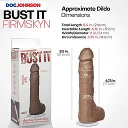 Фалоімітатор Doc Johnson The Realistic Cock ULTRASKYN Squirting, 24 см - мініатюра 5