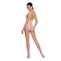 Бодістокінг у велику сітку Passion BS087 white відкрита спина халтер з доступом One size - мініатюра 4