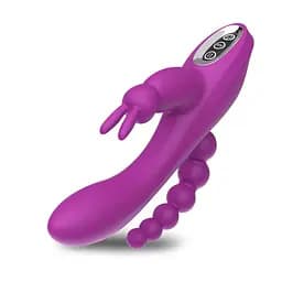 Вагинально-анальный вибратор Super Rabbit с 12 режимами вибрации для женщин 20 см фуксия