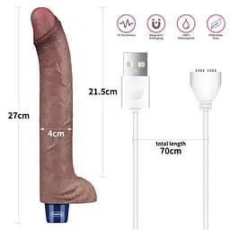 Вібратор Real Softee Rechargeable Silicone Vibrating Dildo 11" - мініатюра 3