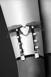 Гартер на ногу Bijoux Pour Toi - WITH HEART AND SPIKES, сексуальна підв'язка із серцем - мініатюра 2