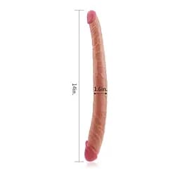 Двосторонній фалоімітатор LoveToy King Size Ladykiller 36.5 см тілесний - мініатюра 7