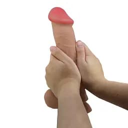 Фалоімітатор Baile Sliding Skin Bendable 10.2'' 26 см тілесний - мініатюра 7