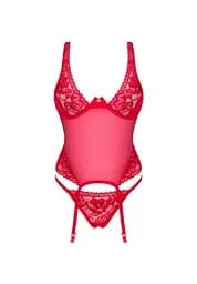Комплект білизни Obsessive Lacelove M/L червоний - мініатюра 7