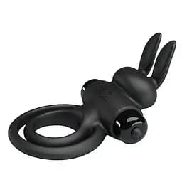 Віброкільце Pretty Love Vibro Penis Ring Bunny III 9.7 см чорний - мініатюра 6