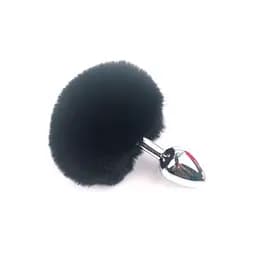 Анальна пробка класична металева з хвостиком 7,5 см BunnyTail Чорна