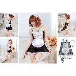Еротичний рольовий костюм Покоївки One size (XS-S) сексуальний костюм для рольових ігор покоївка чорний - мініатюра 5