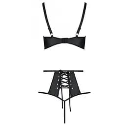 Комплект з еко-шкіри: бюстгальтер та трусики з перфорацією Passion Tamaris Set black L/XL - мініатюра 3