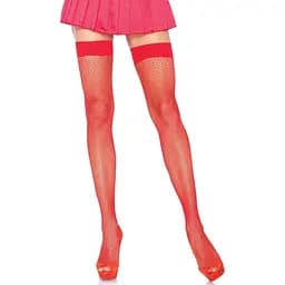Панчохи Leg Avenue Nylon Fishnet Thigh Highs Red One size