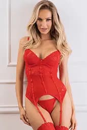 Комплект Obsessive Ingridia corset (Червоний, XS/S) Obsessive 100415 96959 - мініатюра 4