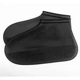 Многоразовые бахилы-чехлы для обуви от воды и грязи силиконовые L Black (kz133)