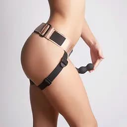 Труси для страпону Strap-On-Me Leatherette Harness Curious Holographic Rose Gold Strap-on-me SO7812 97667 - мініатюра 7