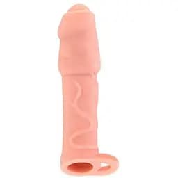 Насадка на член Real Body Real Extender Dicky с закрытой головкой и кольцом для мошонки