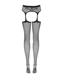 Сітчасті панчохи-стокінги з візерунком на сідницях Obsessive Garter stockings S232 чорні імітація S/M/L - мініатюра 6