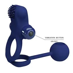 Віброкільце Pretty Love Vibration Penis Sleeve IV 20.3 см синій - мініатюра 6