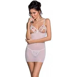 Сорочка с вырезами на груди + стринги LOVELIA CHEMISE white - Passion 2XL/3XL