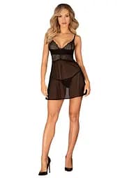 Пеньюар та трусики Obsessive Chemeris babydoll & thong XS/S - мініатюра 5