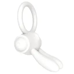 Ерекційне кільце з вібрацією Lovetoy Power Clit 7.5 см білий - мініатюра 3