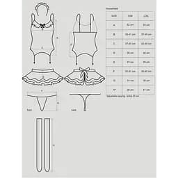 Еротичний костюм покоївки зі спідницею Obsessive Housemaid 5 pcs costume чорно-білий L/XL - мініатюра 7
