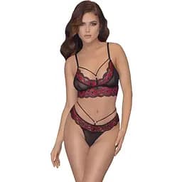 Комплект білизни Cottelli Lingerie Bra Set M чорний з червоним