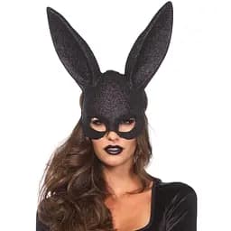 Виблискуюча маска кролика Leg Avenue Glitter masquerade rabbit mask Black