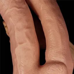 Фалоімітатор для подвійного проникнення LoveToy King-sized 33 см тілесний - мініатюра 12