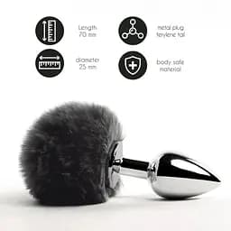 Анальна пробка FeelzToys Bunny Tails Butt Plug Black - мініатюра 2