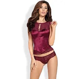 Комплект білизни Obsessive Miamor S/M (бордовий)