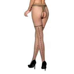 Тілесні колготки з відкритим доступом імітація панчох Tiopen 014 beige (20 den) - Passion 1/2 - мініатюра 2