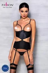 Корсет з відкритими грудьми Passion JANNIES CORSet S/M black стрінги в наборі - мініатюра 5