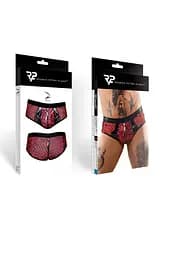 Шорти на блискавці Regnes Fetish Planet XXL (чорний з червоним) - мініатюра 8