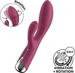 Вібратор-кролик Satisfyer Spinning Rabbit 1 20 см бордовий - мініатюра 2